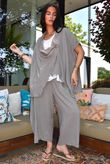 Sandbar Linen Blend Drape Front Cap Sleeve Gilet Mocha